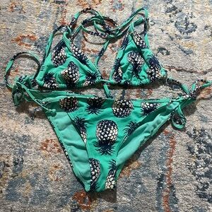 Roxy Teal and Navy Pineapple Bikini